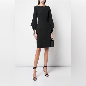 MICHAEL KORS COLLECTION Black Double-Faced Wool Sheath Dress Size 14 MSRP $1,990